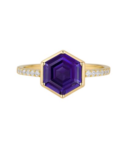 Macy's Amethyst (2 ct. t.w.) and Lab-Grown White Sapphire (0.01 ct. t.w.) Ring in 14k Gold Over Sterling Silver (Also Available in Multi-Stones)