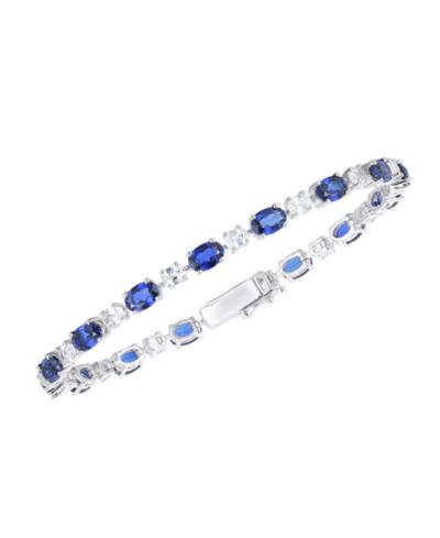 Macy's Lab-Grown Sapphire (8.5 ct. t.w.) and White Sapphire (3.25 ct. t.w.) Bracelet in Sterling Silver (Also Available in Ruby)