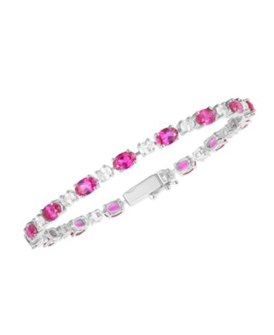 Macy's Lab-Grown Sapphire (8.5 ct. t.w.) and White Sapphire (3.25 ct. t.w.) Bracelet in Sterling Silver (Also Available in Ruby)