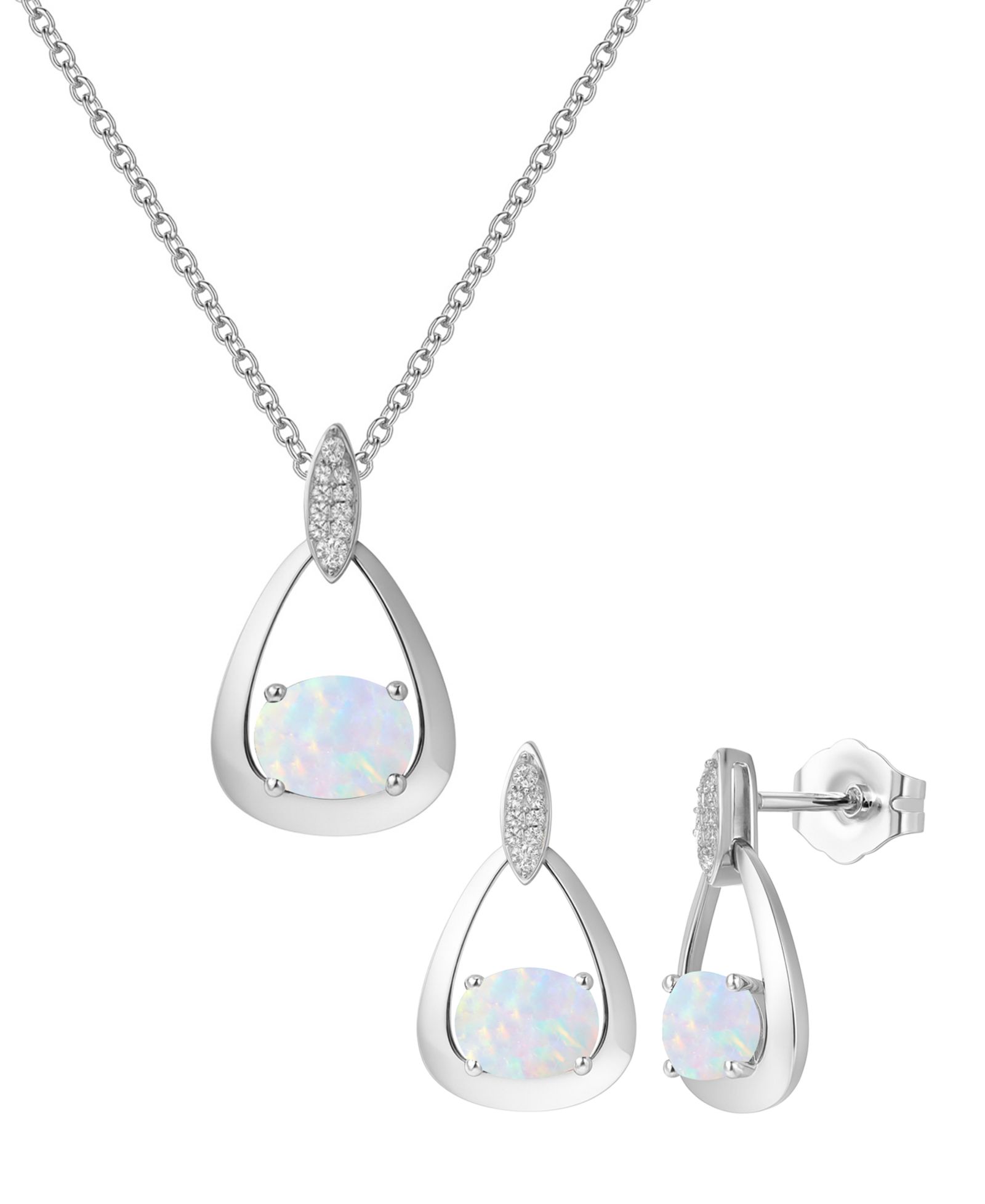 Macy's 2-Pc. Lab-grown  Ruby (3.5 ct. t.w.) and Lab-Grown White Sapphire (0.03 ct. t.w.)  Earrings And Pendant Set in Sterling Silver (Also Available in Opal, Amethyst, Sapphire and Blue Topaz)
