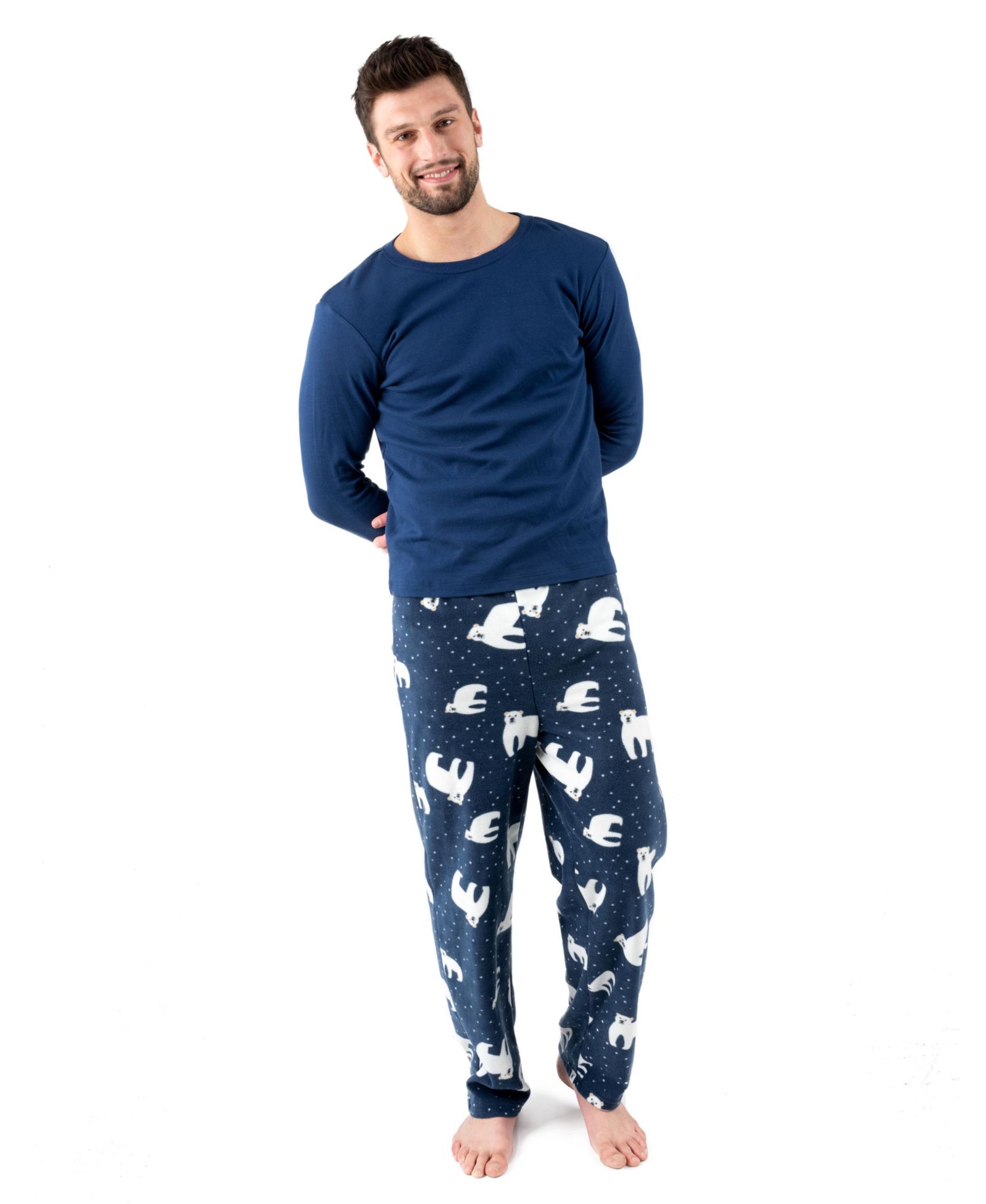 Leveret Men’s Cotton Top and Fleece Pants Holiday Pajamas