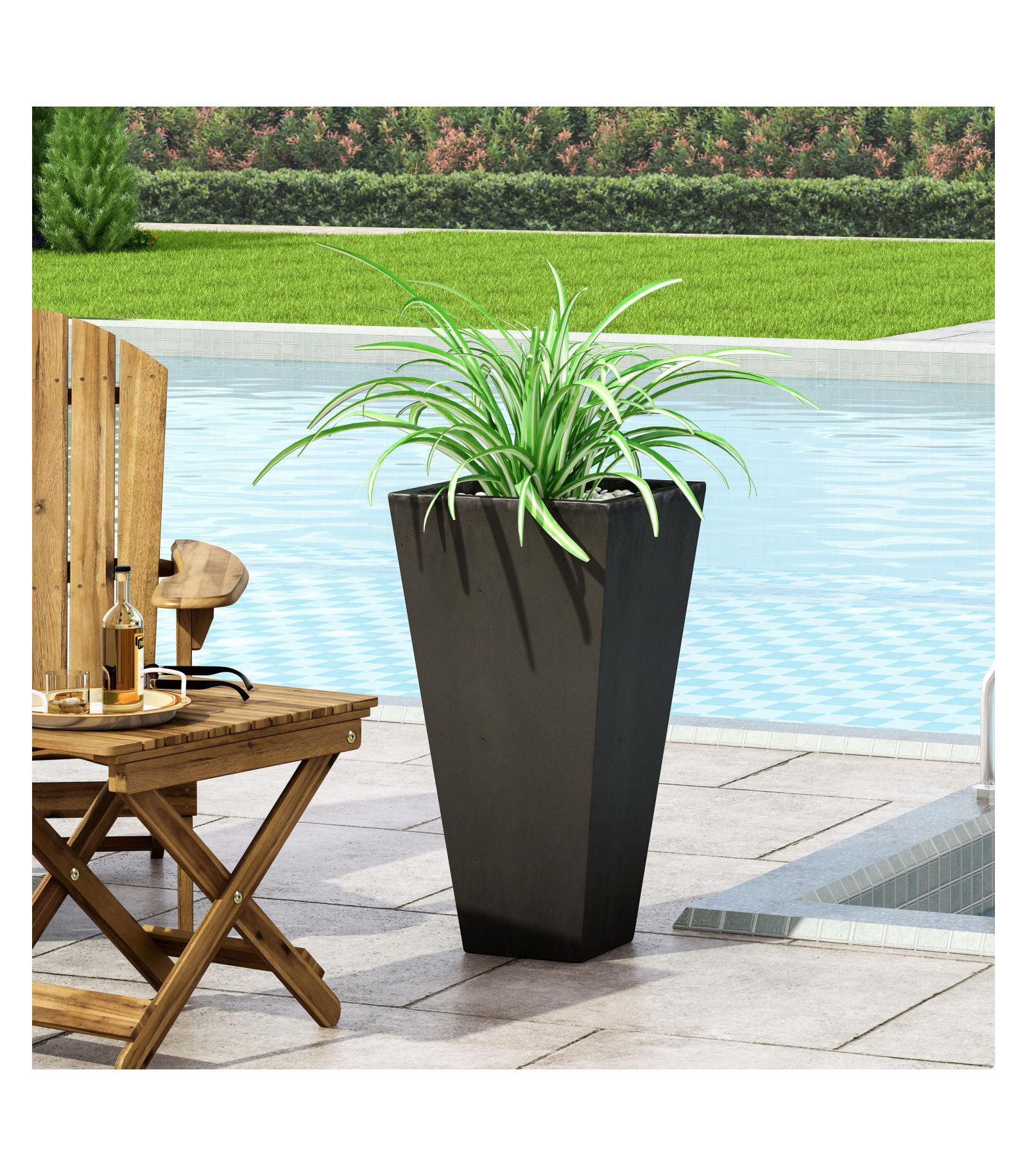 Streamdale Furniture Outdoor & Indoor Use Sleek Aesthetic Design Durable Cast Stone Tapered Planter