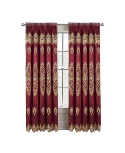 RT Designers Collection Dayton Emb Attached Valance Backing Blackout Window Curtains