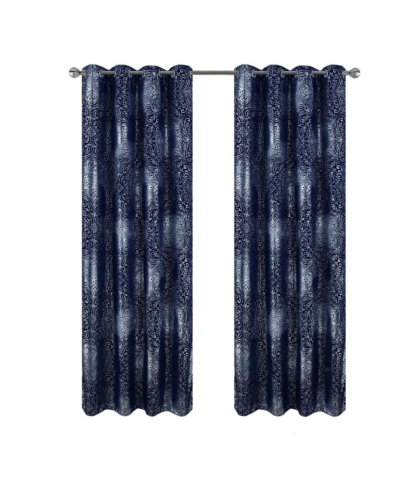 RT Designer Collection Helena Halo Foil Blackout Luxurious Decorative Curtain Panel