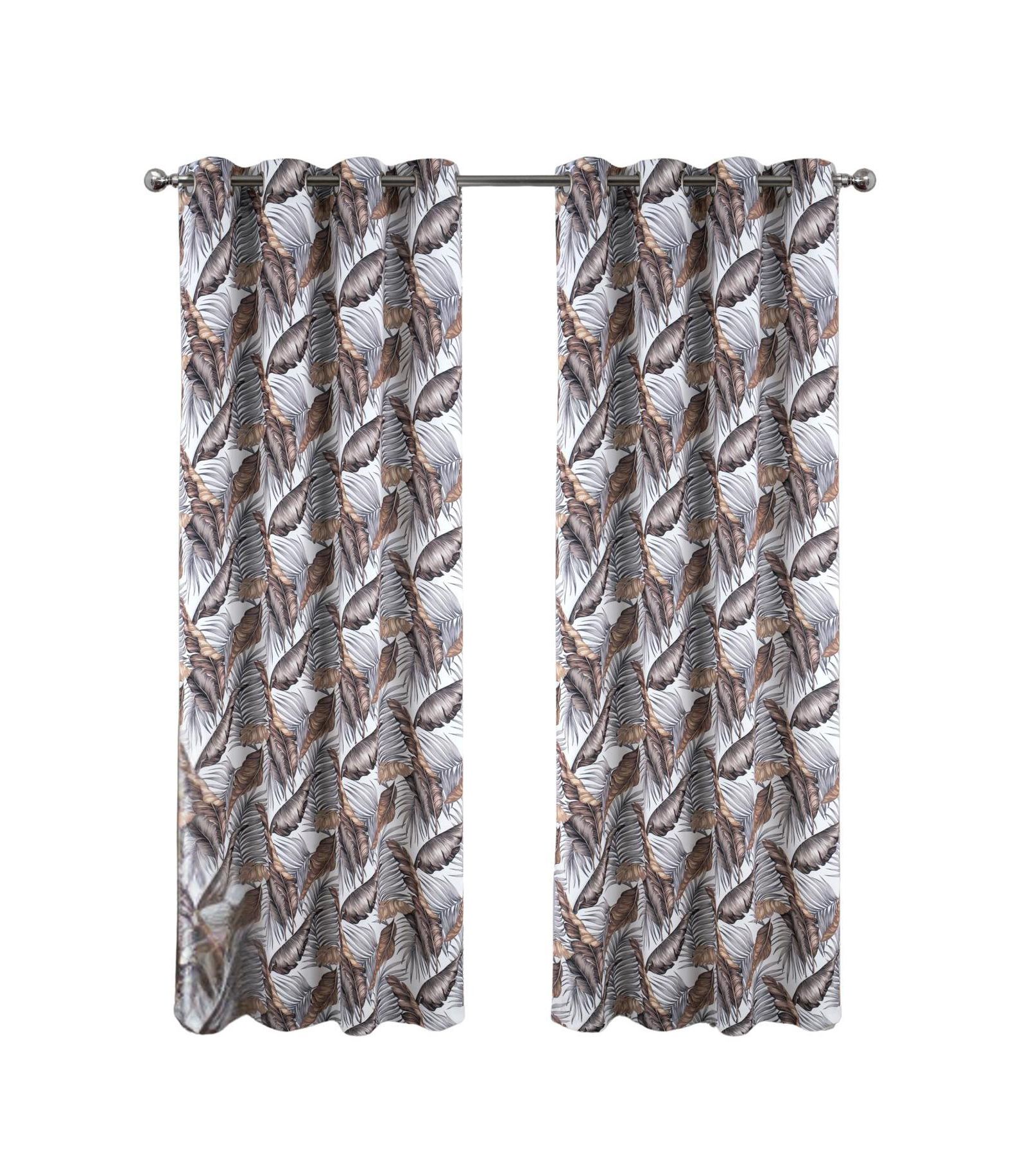 RT Designer Collection Brazil Printed Blackout Luxurious Decorative Grommet Curtain Panel 54" x 90" Taupe