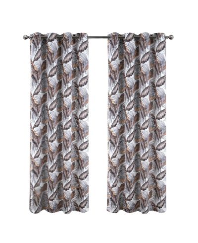 RT Designer Collection Brazil Printed Blackout Luxurious Decorative Grommet Curtain Panel 54" x 90" Taupe