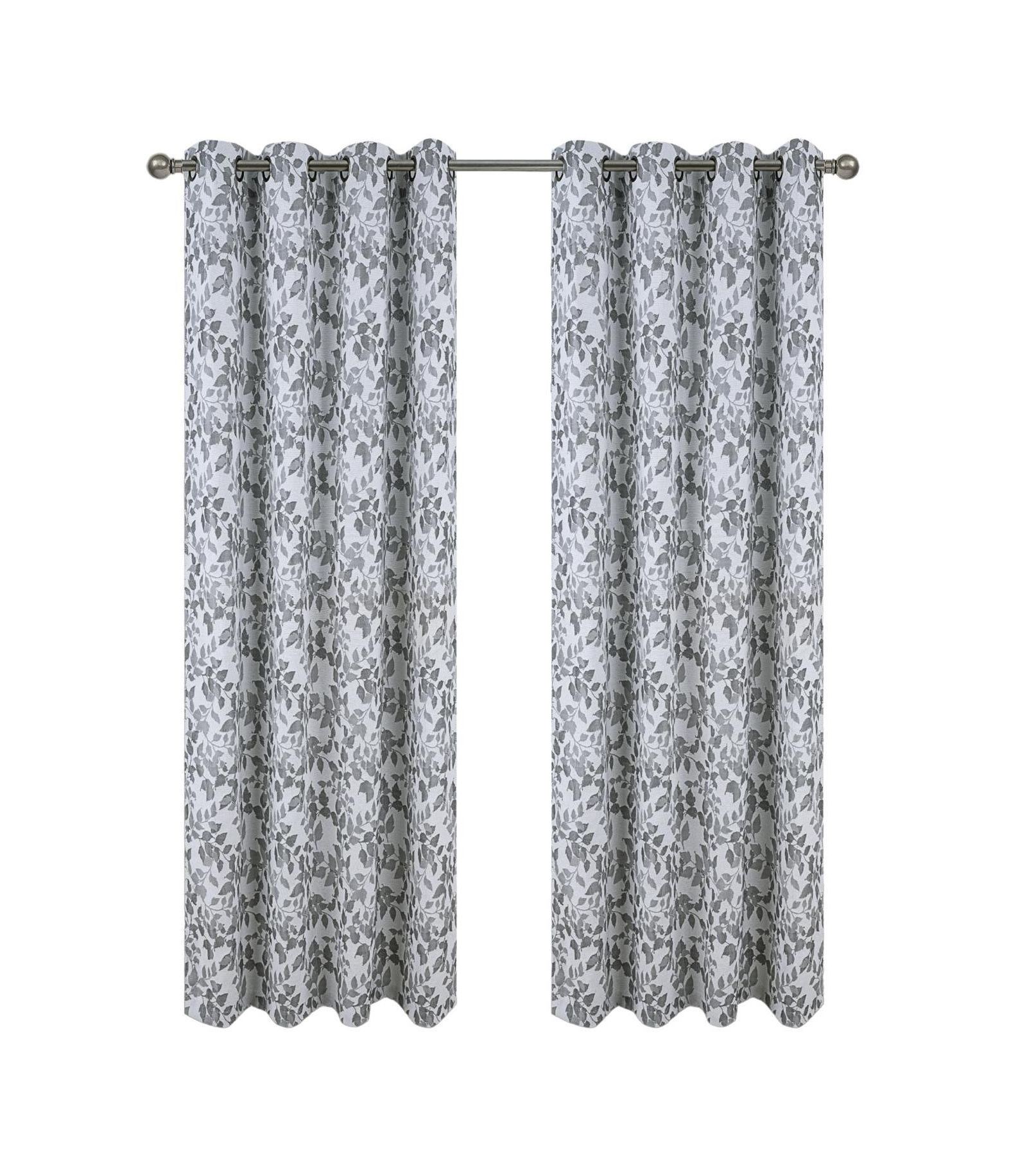 RT Designer Collection Brent Jacquard Luxurious Decorative Grommet Curtain Panel 54" x 84" Silver