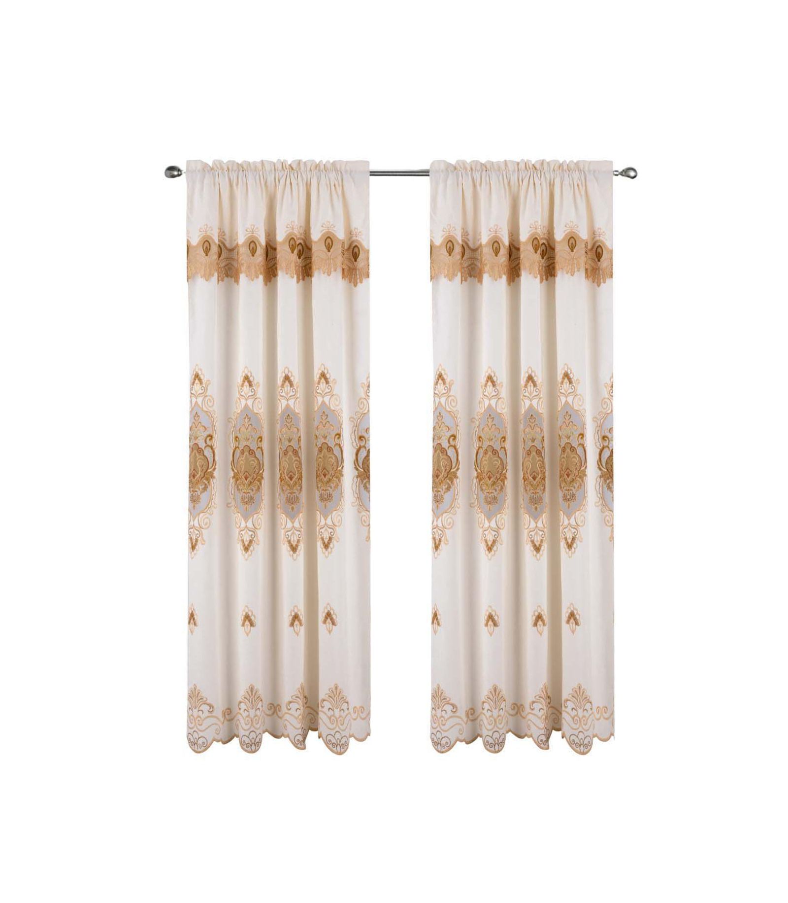 RT Designer Collection Betsy Macrame Rod Pocket Curtain Panel 52" x 84" Gold