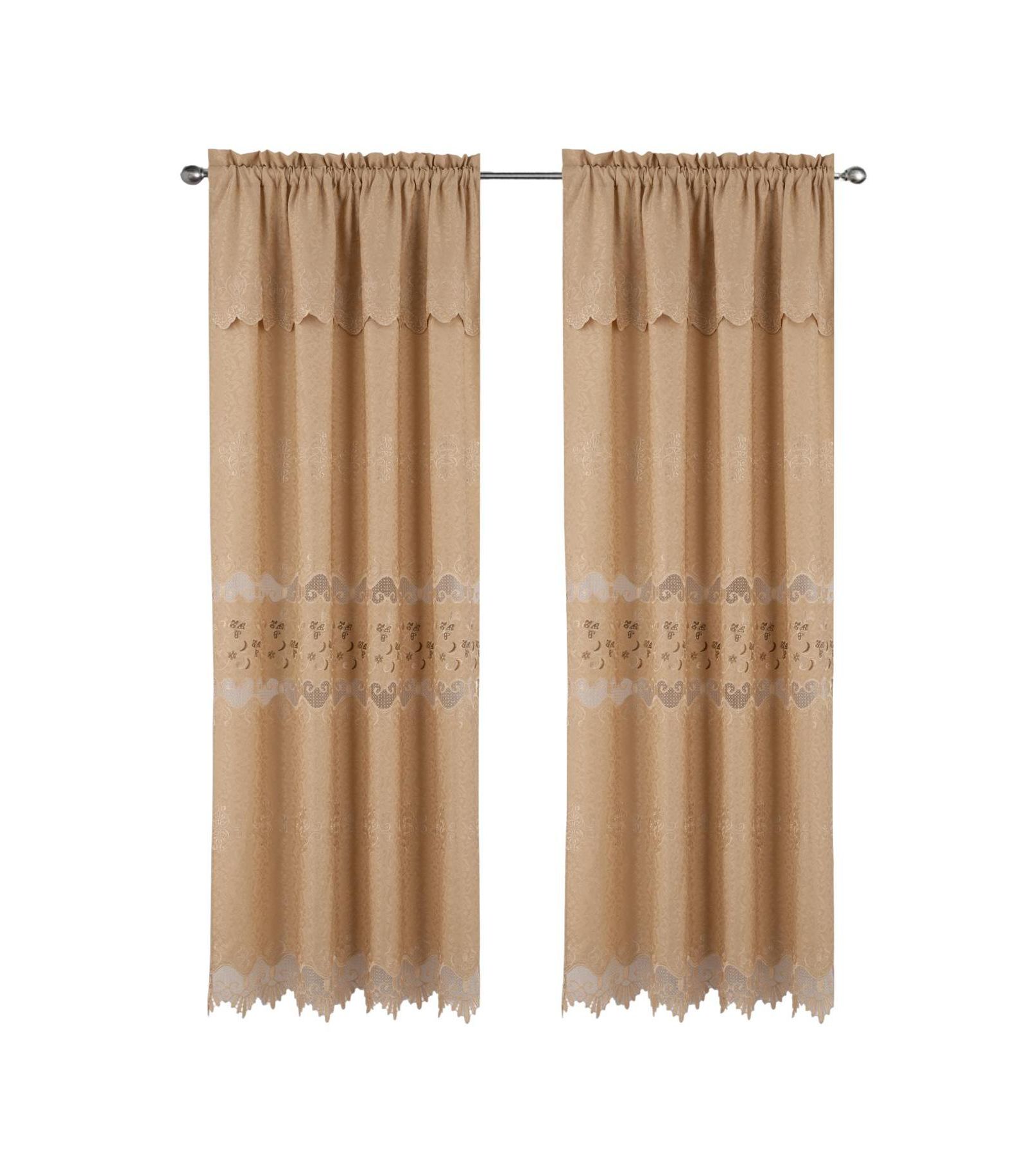 RT Designer Collection Alice Macrame Luxurious Decorative Rod Pocket Curtain Panel 54" x 84" Gold