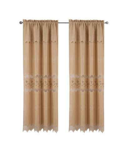 RT Designer Collection Alice Macrame Luxurious Decorative Rod Pocket Curtain Panel 54" x 84" Gold