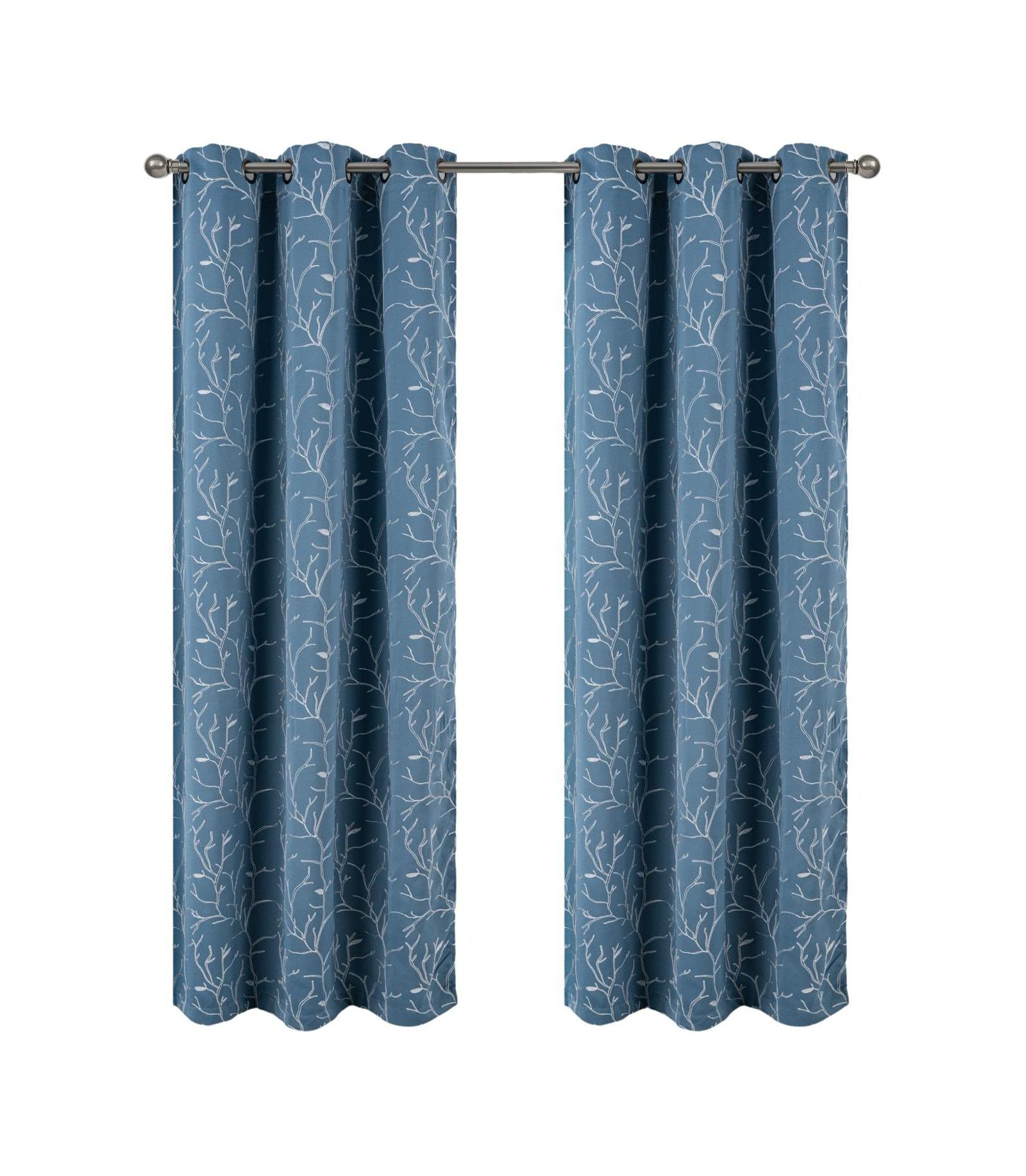 RT Designer Collection Luciana Embroidered Blackout Luxurious Decorative Grommet Curtain Panel Wedgwood