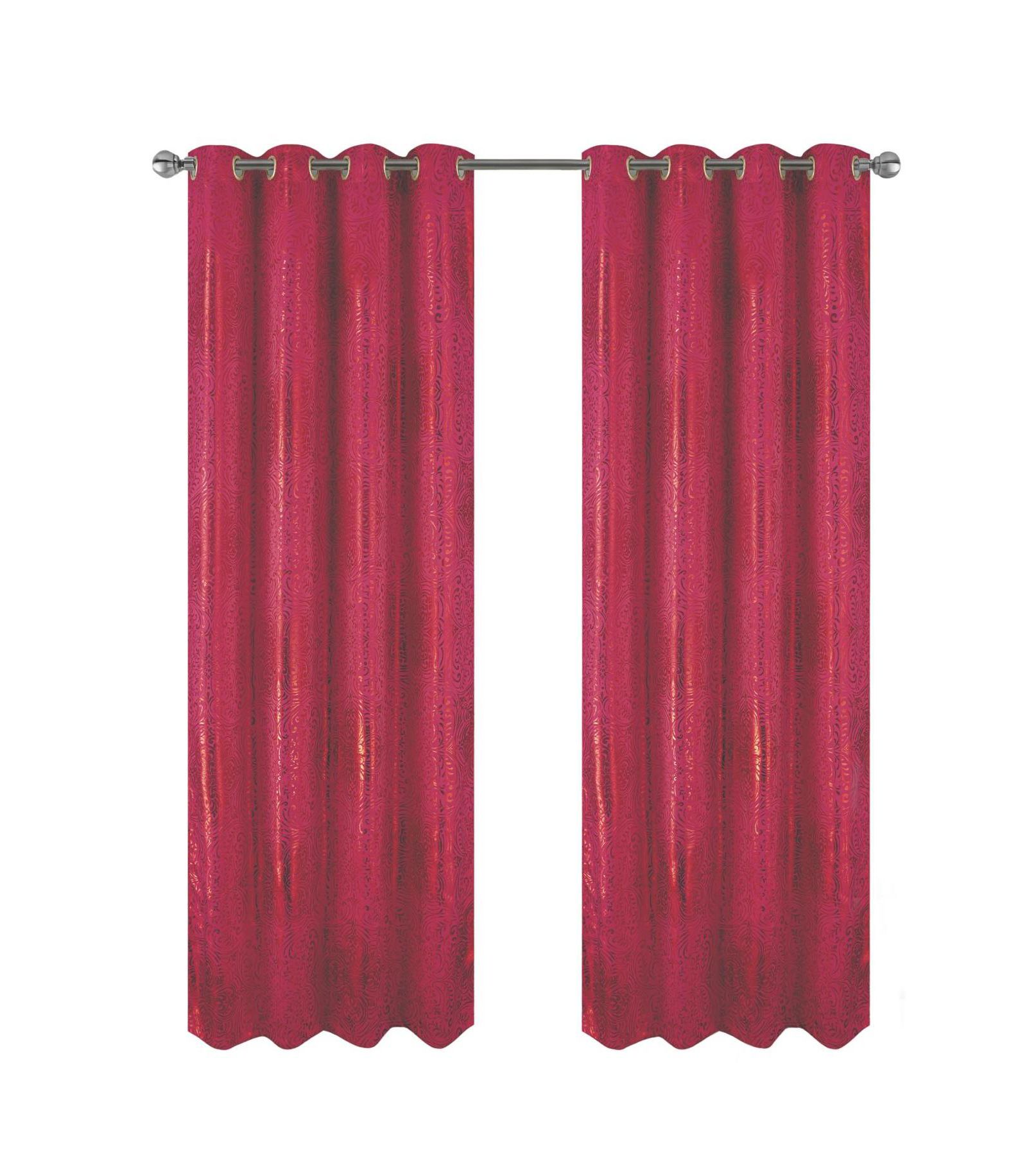 RT Designer Collection Helena Halo Foil Blackout Luxurious Decorative Grommet Curtain Panel 54" x 90" Red