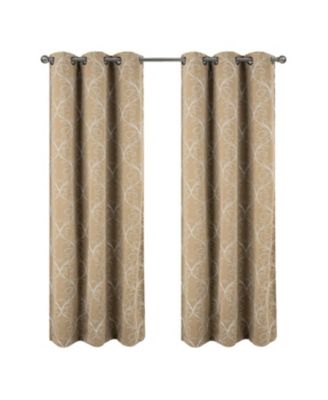 Штора RT Designer Collection Kimber Embroidered Blackout Luxurious Decorative Grommet Curtain Panel Taupe