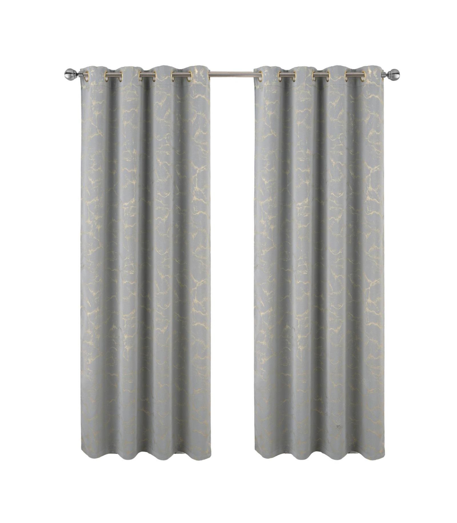 RT Designer Collection Heidi Halo Foil Blackout Luxurious Decorative Grommet Curtain Panel 54" x 90" Silver