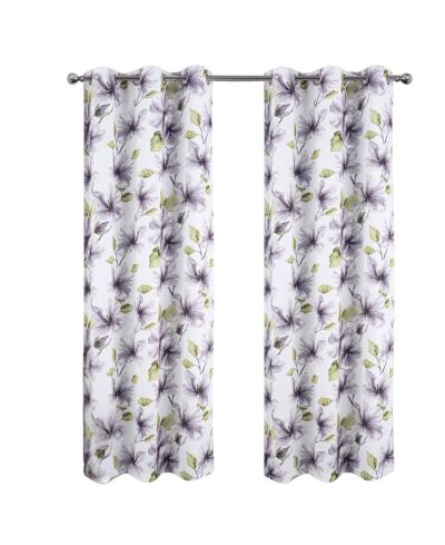 RT Designer Collection April Printed Blackout Luxurious Decorative Grommet Silver Curtain Panel