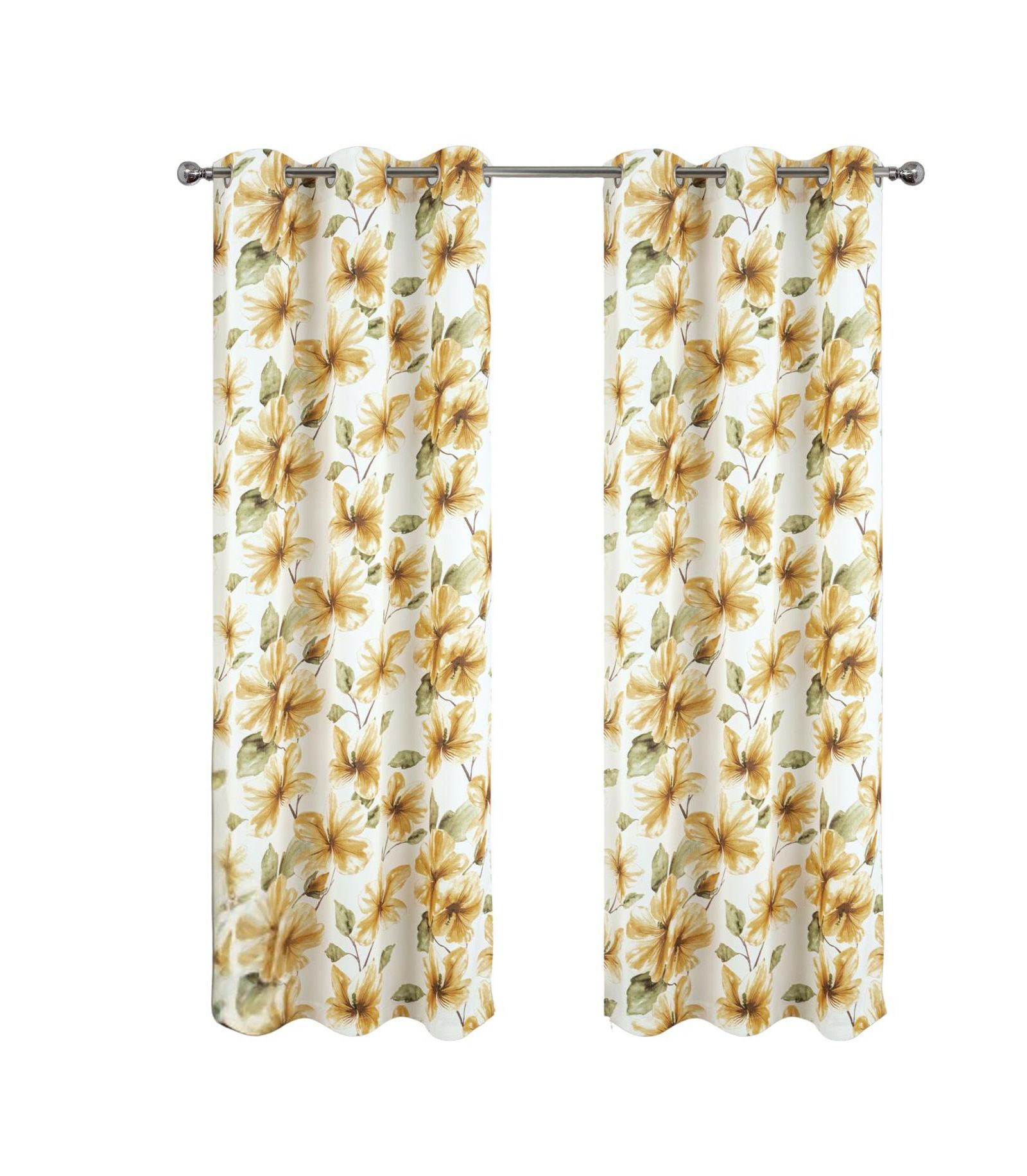 RT Designer Collection April Printed Blackout Luxurious Decorative Grommet Curtain Panel 54" x 84" Gold