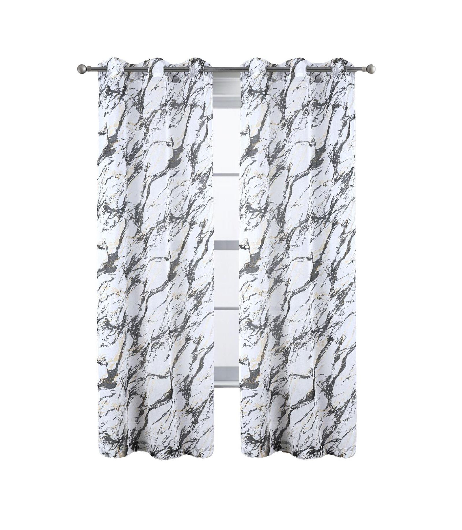 RT Designers Collection Прозрачная печатная занавеска с мраморным узором, черная