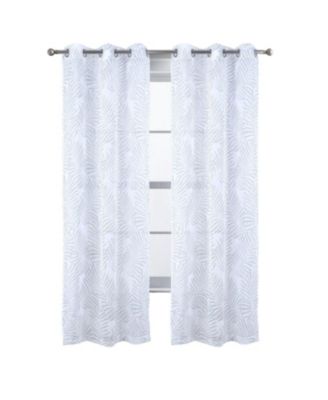 RT Designers Collection Faye Grommet Metallic Sheer Printed Doily Curtain Panel 54" x 84" Sage