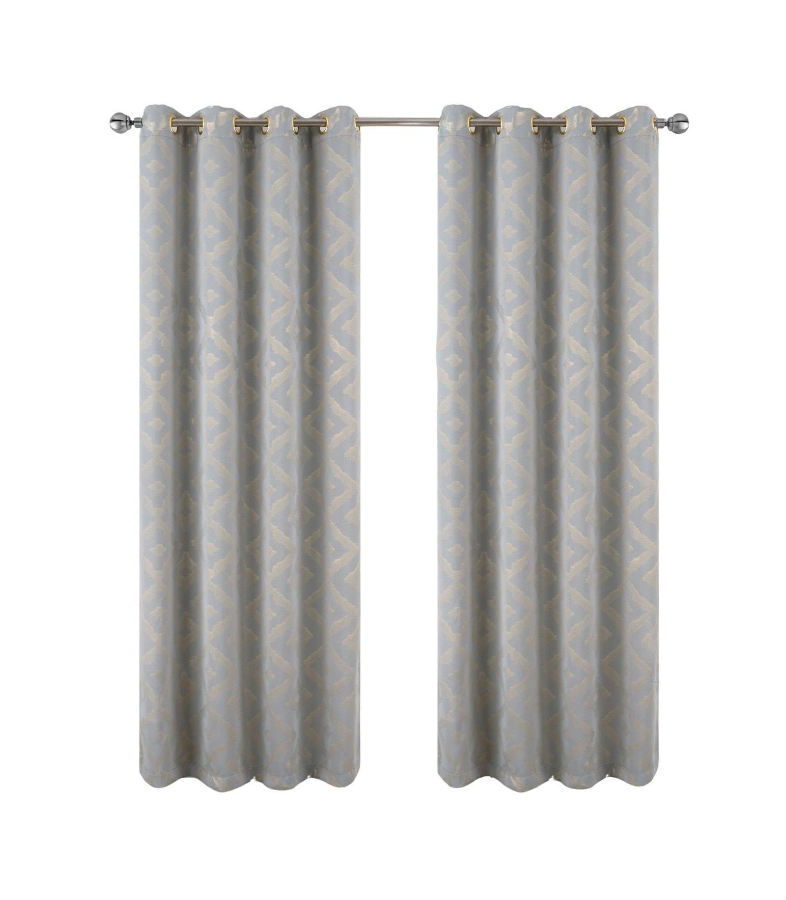 RT Designer Collection Heathrow Halo Foil Blackout Luxurious Decorative Grommet Curtain Panel 54" x 90" Silver