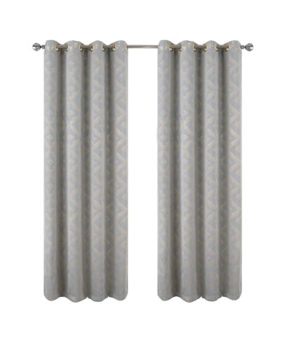 RT Designer Collection Heathrow Halo Foil Blackout Luxurious Decorative Grommet Curtain Panel 54" x 90" Silver