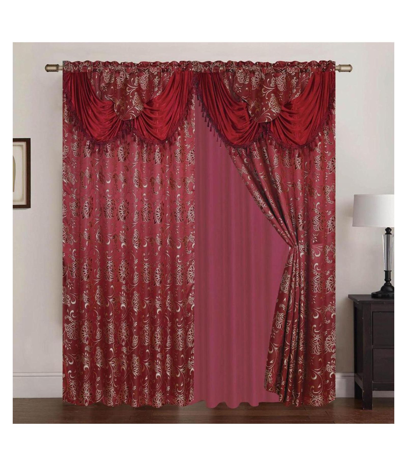 Rt Designers Collection Элегантные термоизоляционные шторы Clayton, набор из 2 панелей, 54" X 84", бордовые