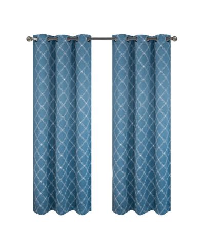 RT Designer Collection Gable набор из 2 штор с вышивкой и люверсами для защиты от света, декор для дома, 36" x 84", Slate Blue