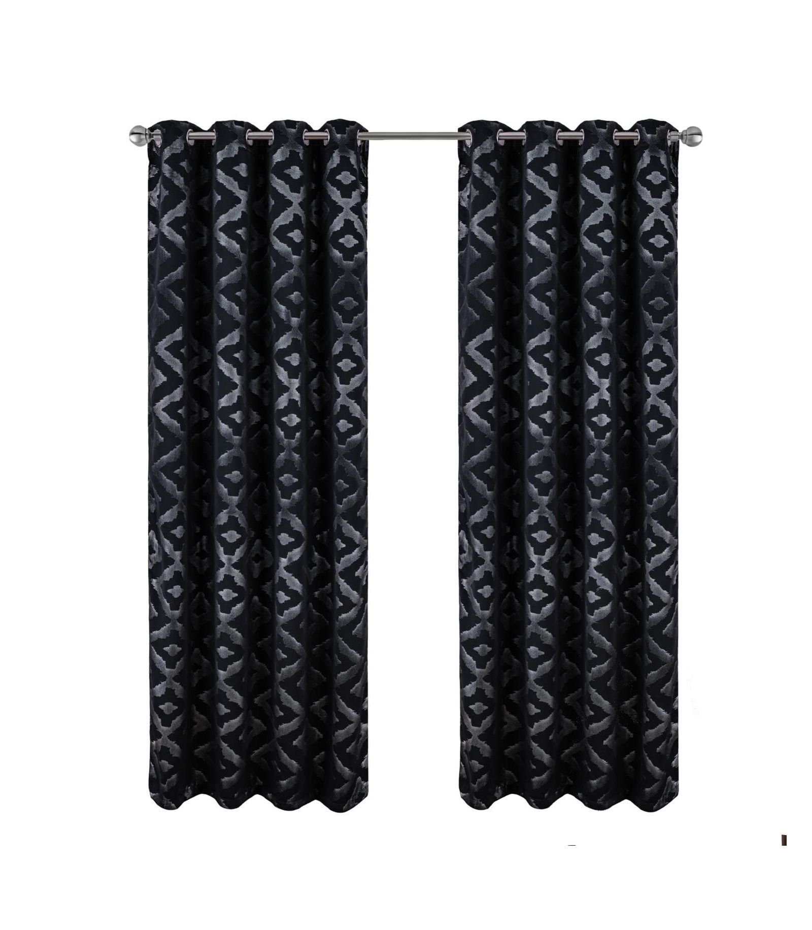 RT Designer Collection Heathrow Halo Foil Blackout Luxurious Decorative Grommet Curtain Panel 54" x 90" Black