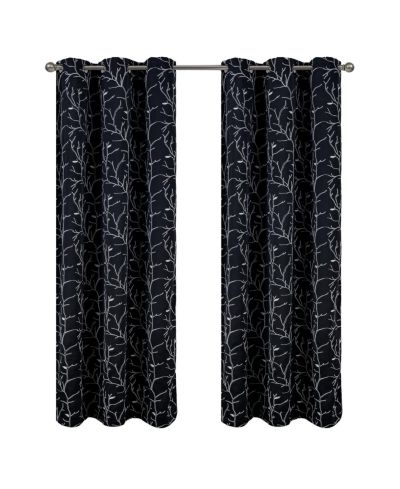 Декоративная штора RT Designer Collection Luciana Embroidered Blackout Luxurious Decorative Grommet Curtain Panel Black