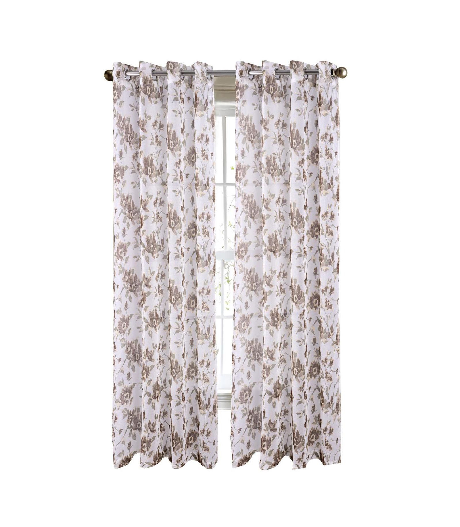 Занавеска RT Designers Collection Meadow Grommet Metallic Sheer Printed Doily 54" x 95"