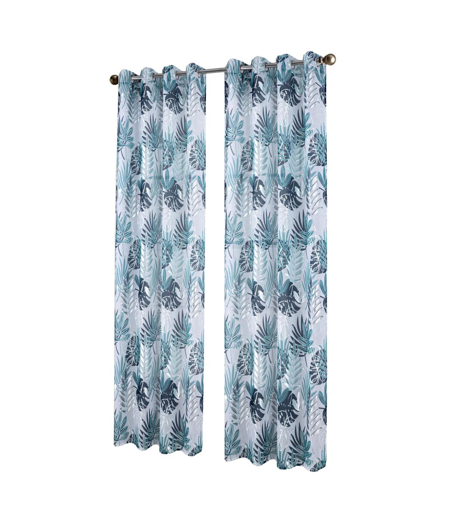 RT Designer Collection Fern Foil Printed Doily Luxurious Decorative Grommet Curtain Panel 54" x 90" Wedge