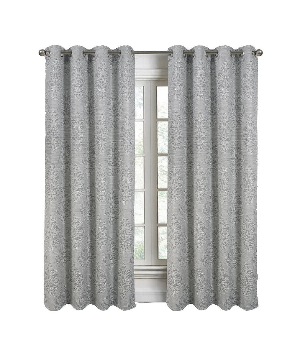 RT Designers Collection Dorian Jacquard Grommet Blackout Window Curtain Panel 54" x 84" Silver