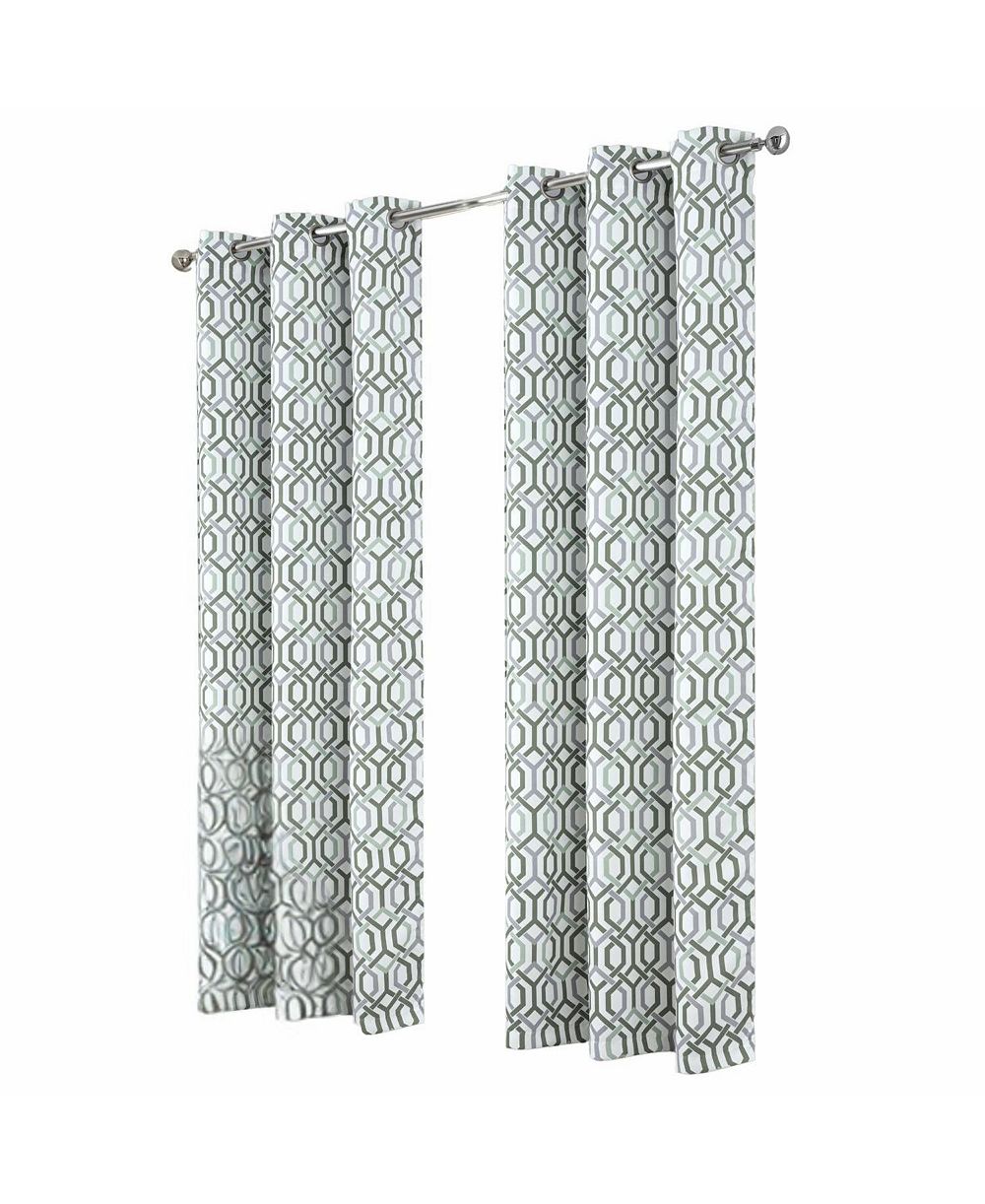 RT Designer Collection Rory Printed Blackout Luxurious Decorative Grommet Curtain Panel Sage