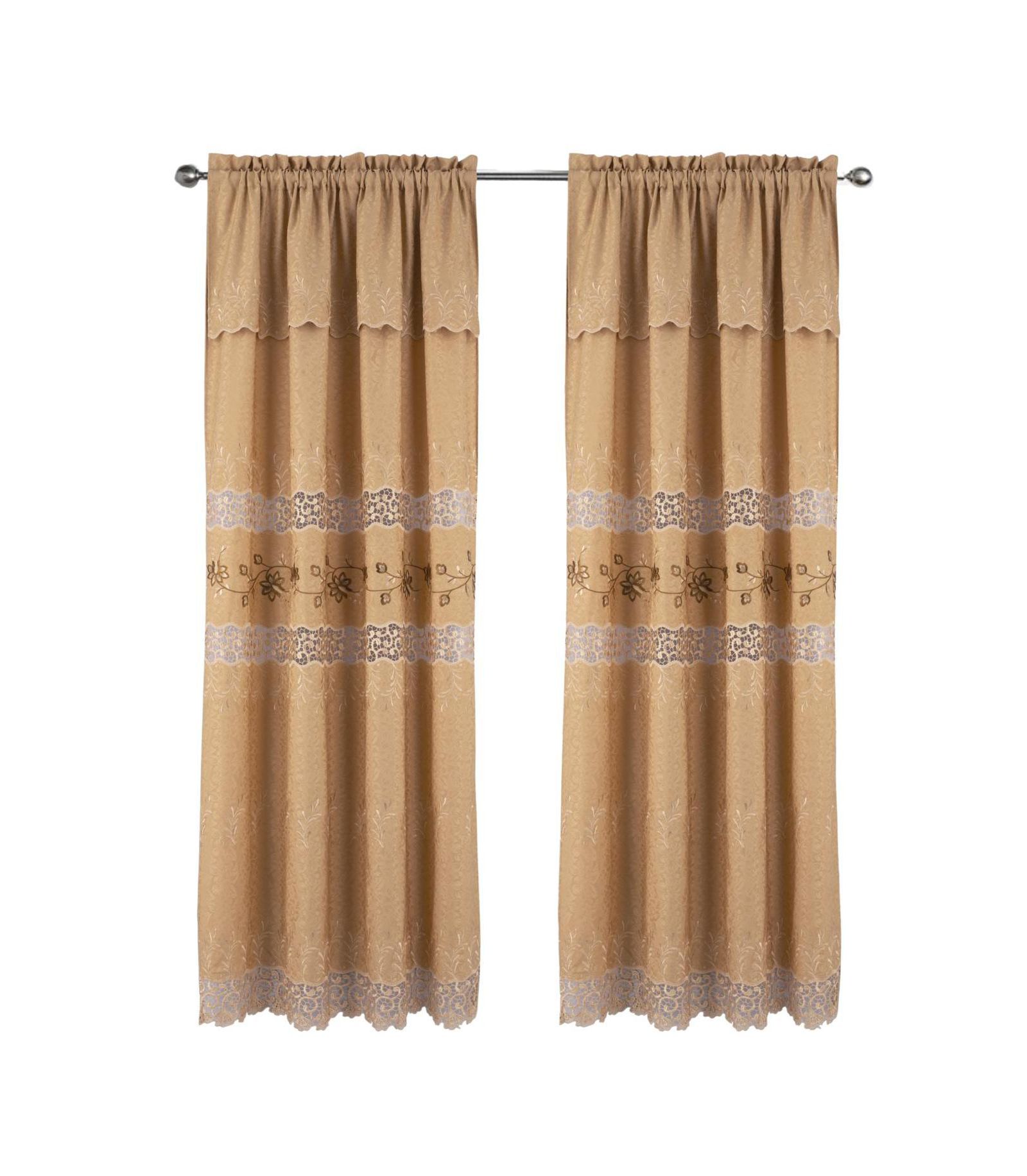 RT Designer Collection Antonia Macrame Luxurious Decorative Rod Pocket Curtain Panel 54" x 84" Gold