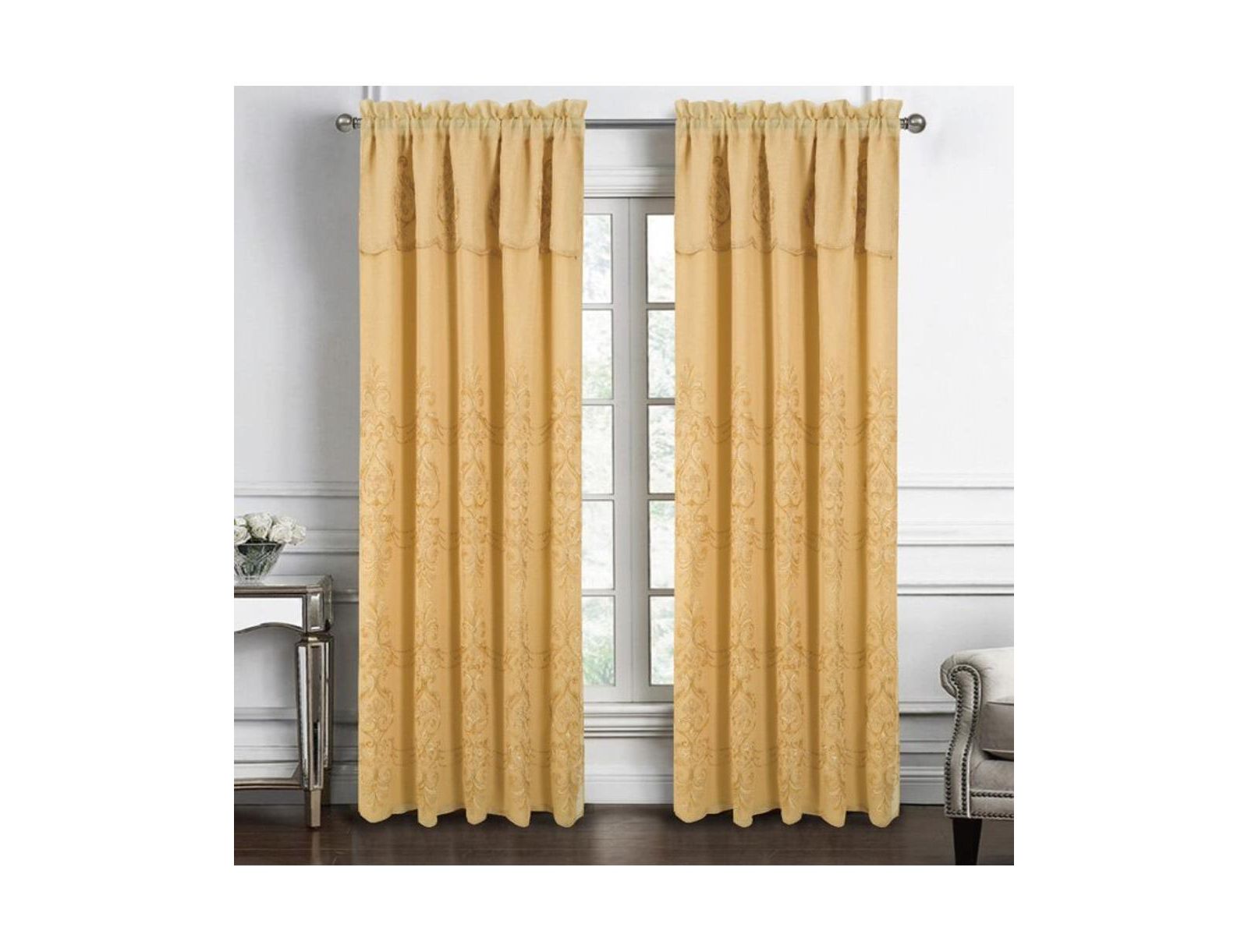 RT Designers Collection Jayla Stylish & Premium Embroidered Curtain Panel 54" x 90"