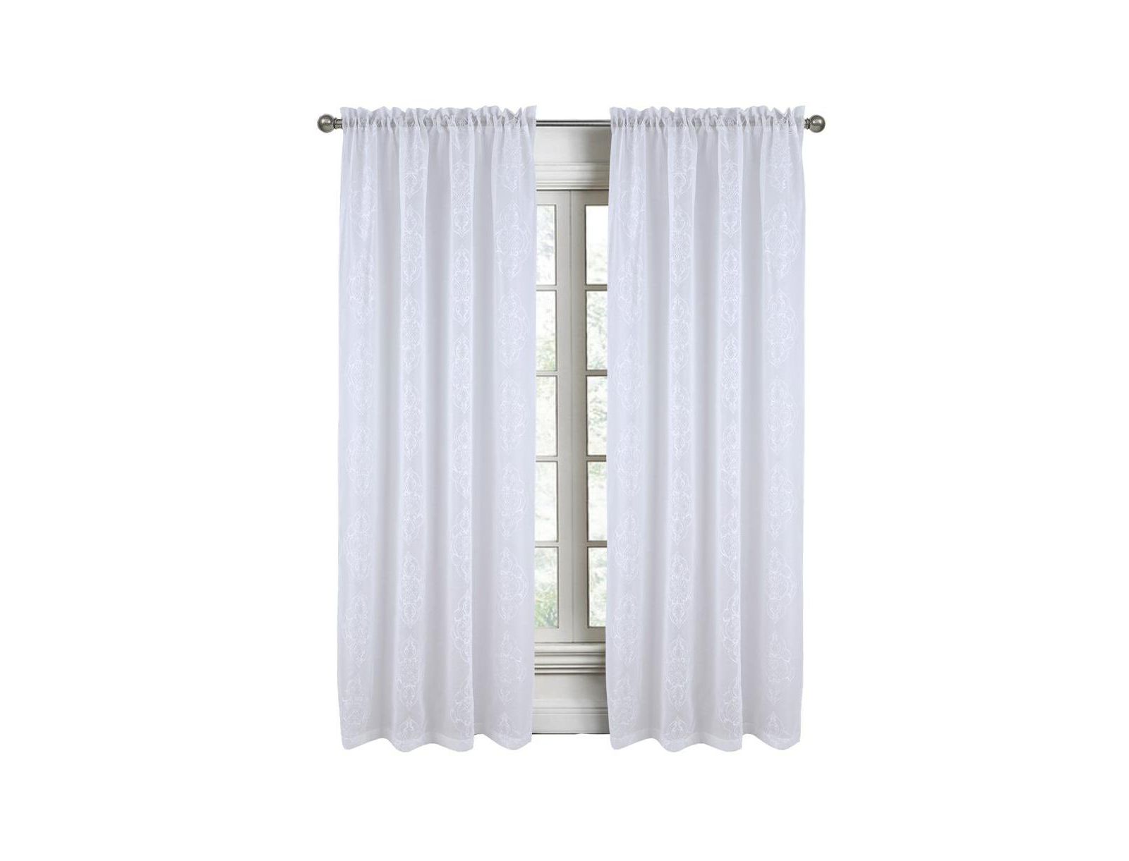 Шторы блэкаут RT Designers Collection Andrea Emb Metallic Doily, 54" x 95" White