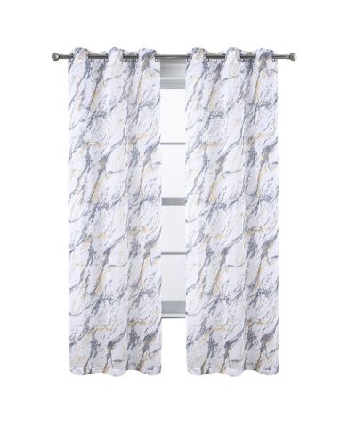 Прозрачная штора RT Designers Collection Marble Grommet Metallic Sheer Printed Doily Grey