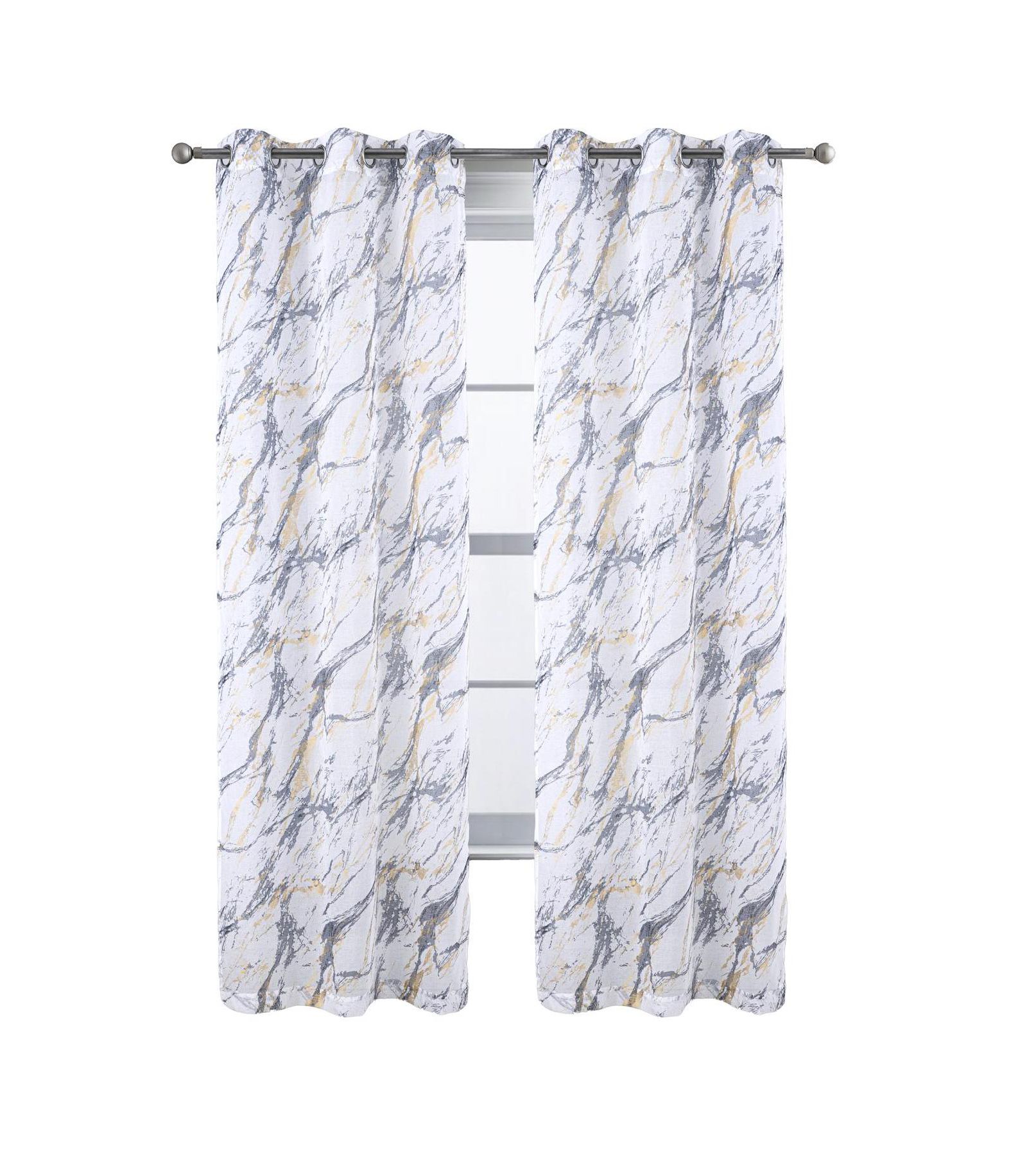 Занавеска RT Designers Collection Marble Grommet Metallic Sheer Printed Grey
