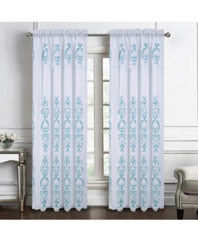 RT Designers Collection Jayla Stylish and Premium Embroidered Curtain Panel 54" x 90" Teal