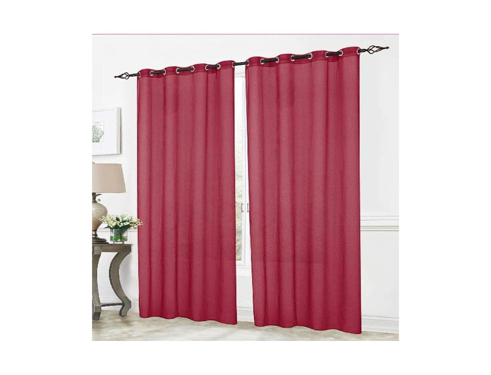 Тюлевая занавеска RT Designers Collection Cara Sheer Voile Grommet 54" x 84" Burgundy