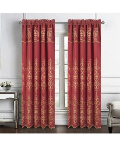 Декоративная штора RT Designers Collection Jayla с вышивкой 54" x 90" бордового цвета