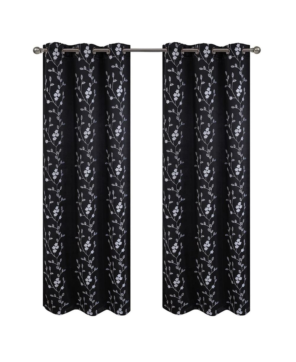 RT Designers Collection Lilian Embroidered Blackout Luxurious Decorative Grommet Curtain Panel 54" x 95"