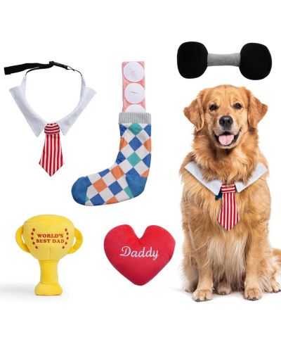 Nocciola 5 PCS Father's Day Plush Dog Toys, Father's Day Gift, Interactive Dog Toys