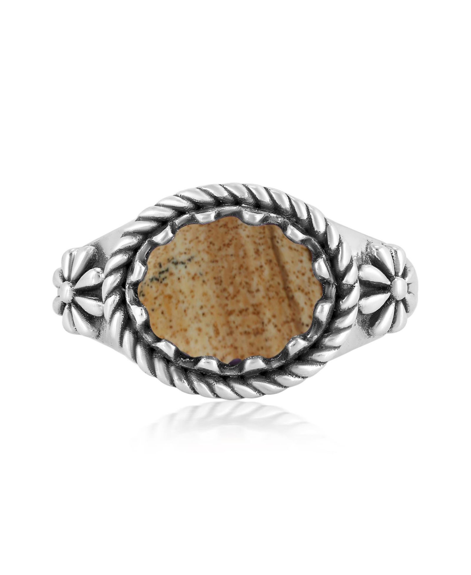 American West Jewelry Picture Jasper East West Ring Sterling Silver