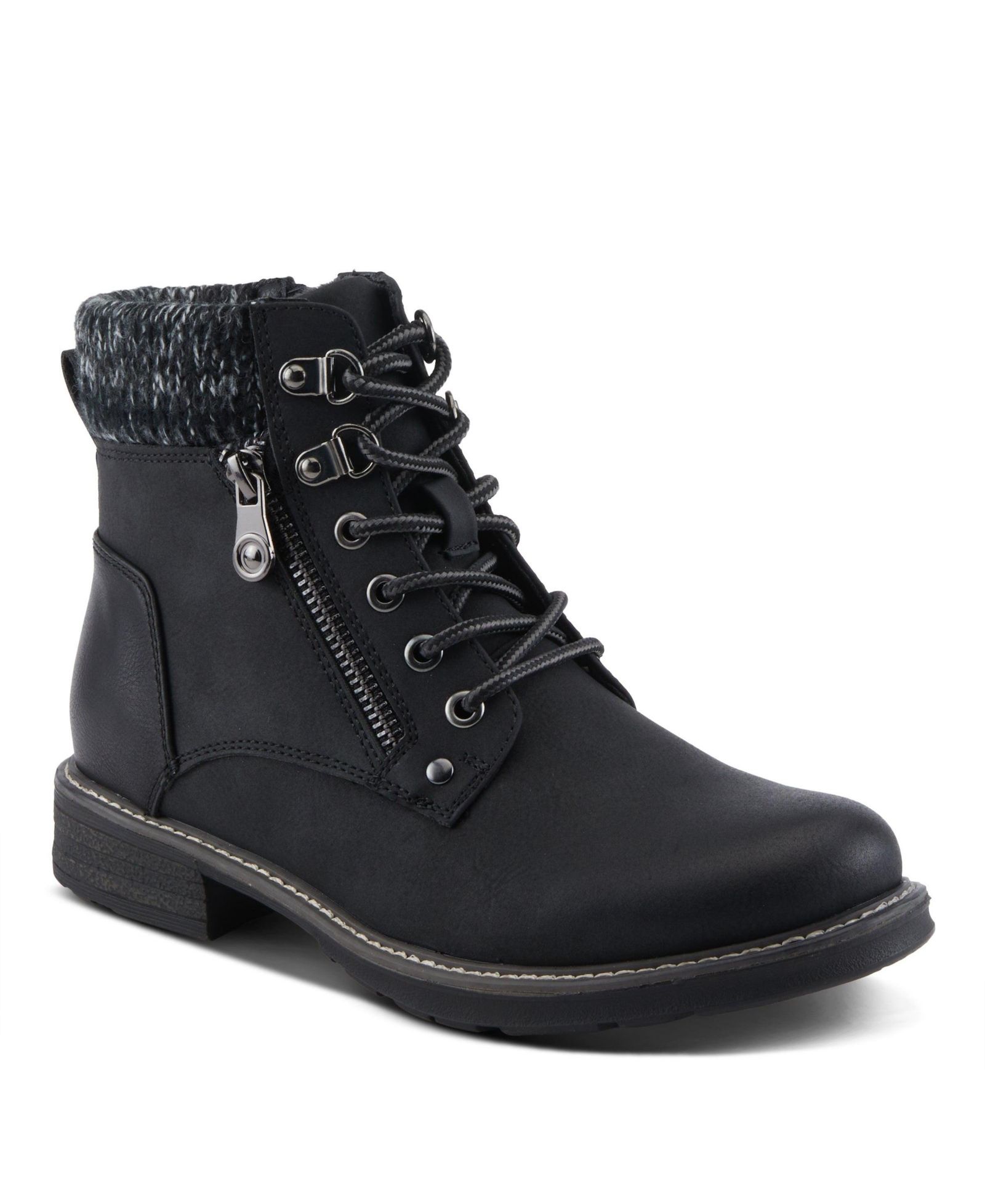 Женские ботинки Patrizia Jadelyn Hiker-Inspired Lace-Up с воротником из трикотажа и молнией