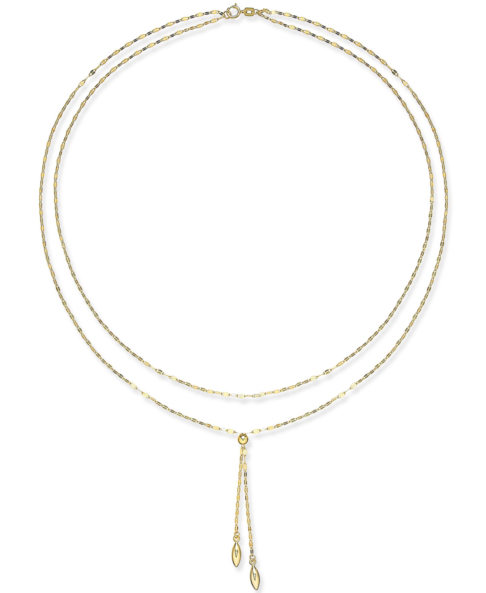 Double Layer 17" Lariat Necklace in 14k Gold
