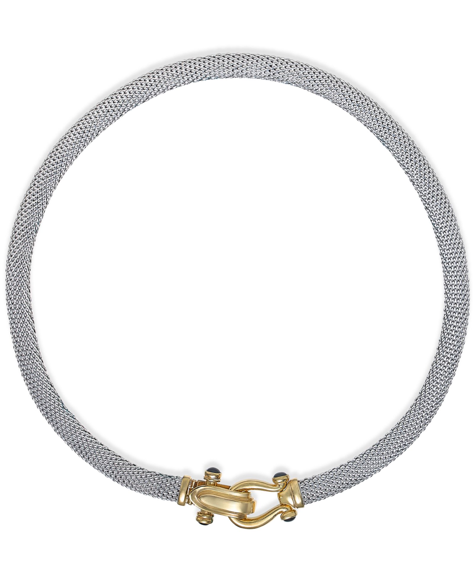 Italian Gold Rounded Mesh Collar Necklace in 14k Gold over Sterling Silver