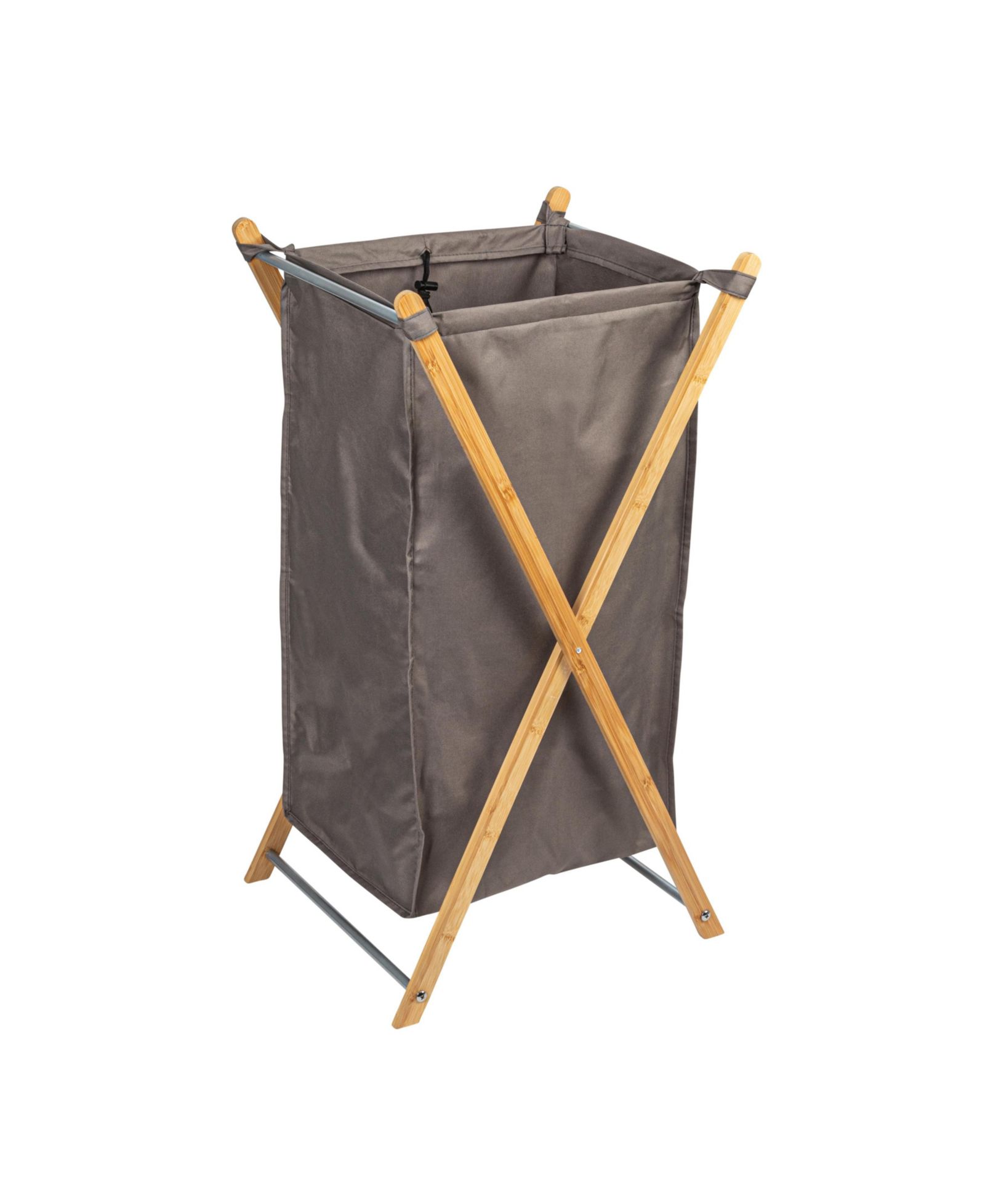 Корзина для белья Household Essentials X-Frame из бамбука с серой подкладкой