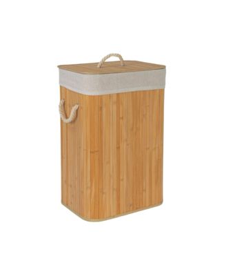 Household Essentials Bamboo Laundry Hamper with Rope Handles, 19-Gallons