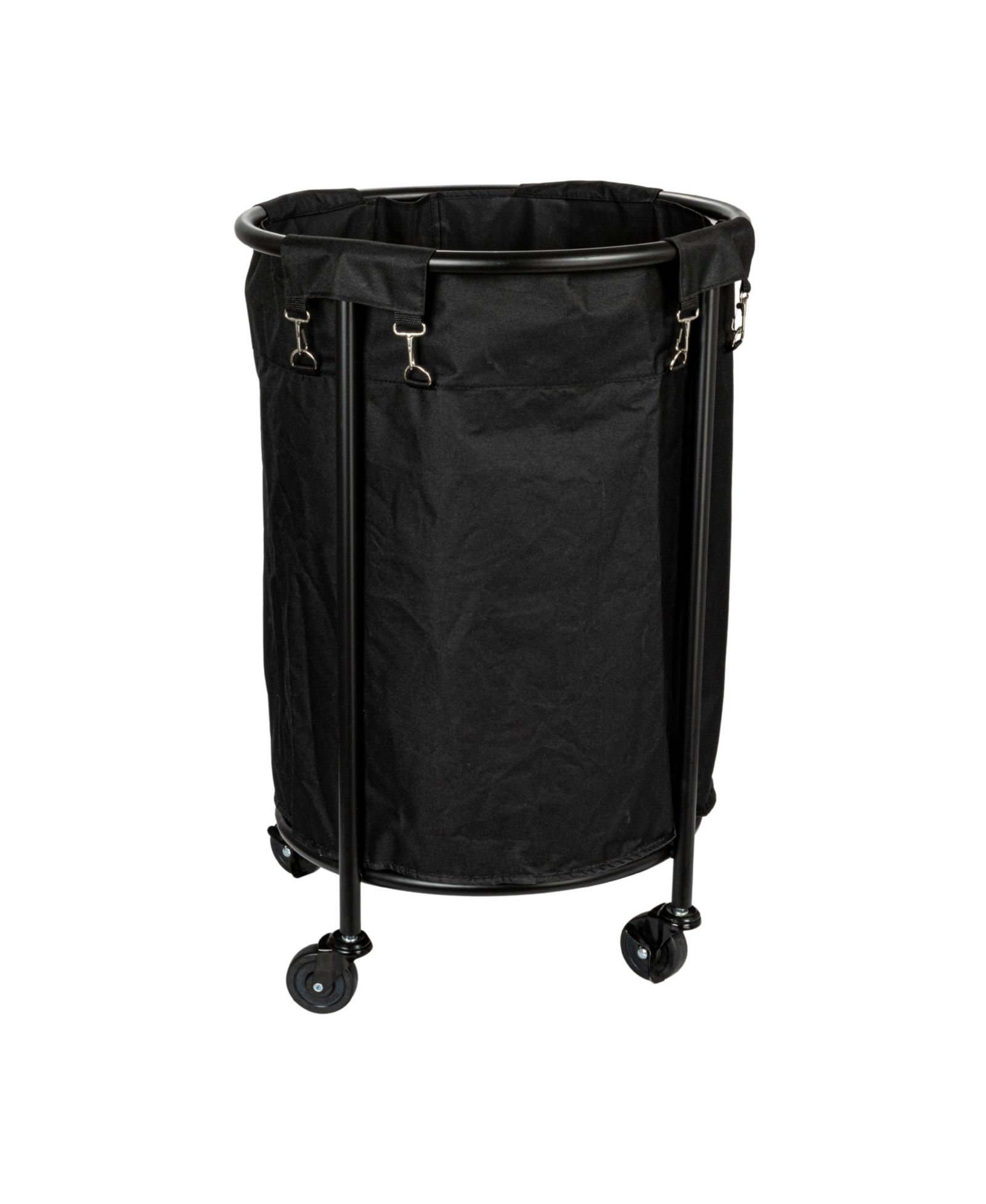 Household Essentials Round Laundry Hamper, Black Polyester Bag