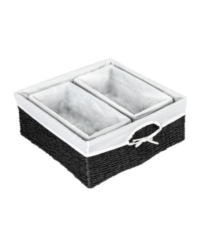 Household Essentials Wicker Basket Set, 3 Pieces, 1 Large and 2 Small Water Hyacinth Baskets